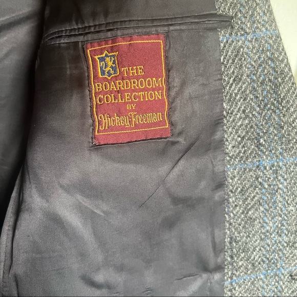 🌻SOLD Hickey Freeman Herringbone Gray Tweed Blazer Sport Coat Jacket Unisex - Picture 6 of 8